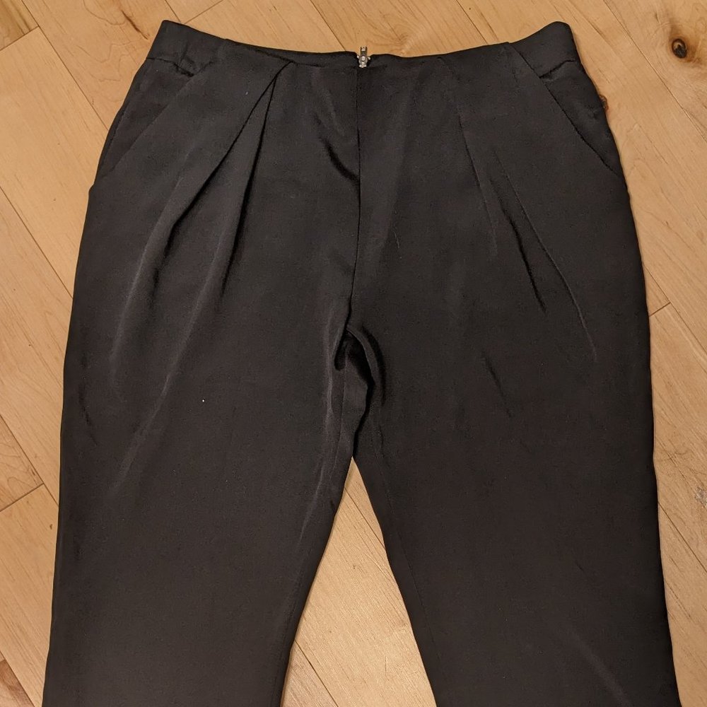 Cropped silk tuxedo pants